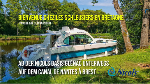 Canal de Nantes à Brest / Bretagne. Hausbooturlaub ab der Hausbootbasis Nicols in Glénac