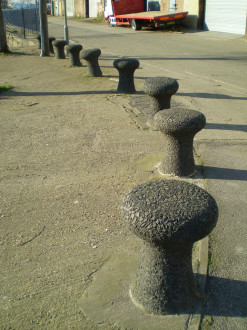 Gravesend row of bollards by lock