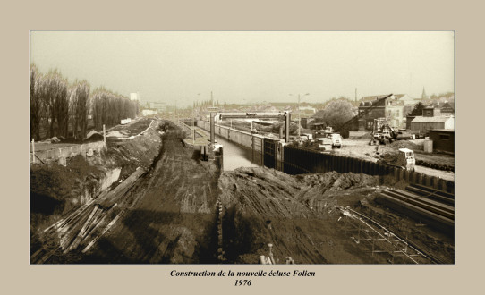 Construction de la nouvelle écluse Folien, 1976