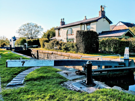 Lock keeper's house on the Shropshire Union canal in England.
