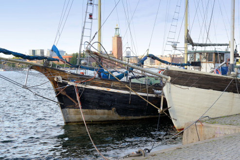 7794 Fotos aus Stockholm, der Hauptstadt Schwedens; ehem. Hafenanlage am Söder Mälarstrand  - jetzt Liegeplätze für Hausboote.