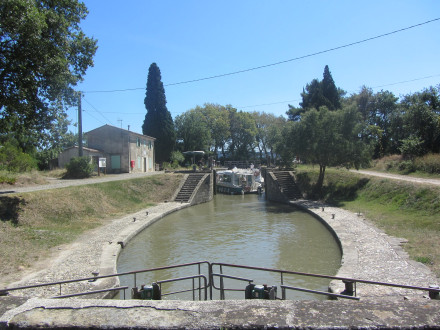Canal du Midi, écluse de Saint Martin, commune de Blomac, Aude.