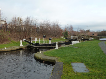 Longlands Lock No 4 and Vernon Bridge No 6 Huddersfield Broad Canal Yorkshire