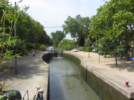Canal du Midi, écluse (simple) de Portiragnes (sens Etang de Thau Toulouse), commune de Portiragnes, Hérault.