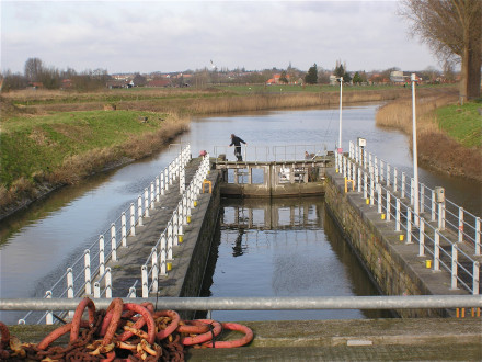 Lock in Schipdonck canal, Belgium