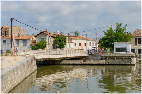 Hausbootferien 2015, Lattes, Eisenbahn Drehbrücke, Aigues-Mortes