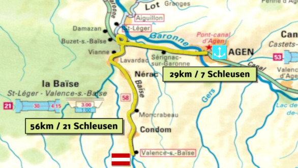 Map - Strecke Agen-Valence-sur-Baïse