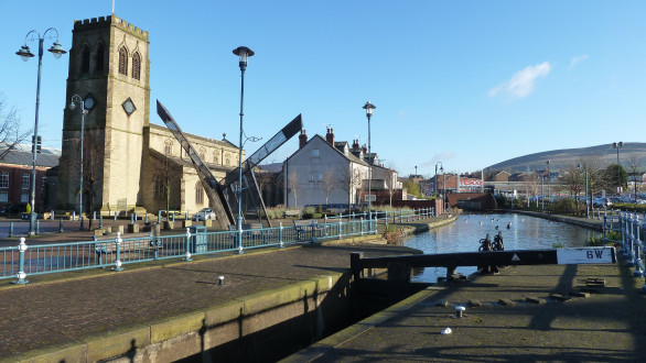 Holy Trinity and Christ Church and Lock 6 W Stalybridge  Huddersfield Narrow Canal