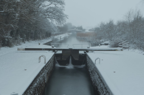 Long exposure & snow scene at Crofton lock